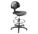 Chaise d'atelier noir haut mécanisme contact permanent avec repose-pieds et patins