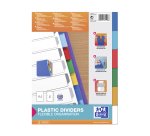 Intercalaire A4 polypropylène coloré Oxford 6 onglets neutres multicolores - 1 jeu