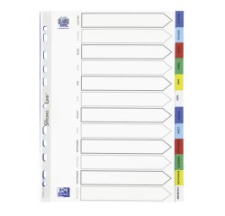 Set of monthly dividers in coloured polypropylene 12 divisions Elba A4
