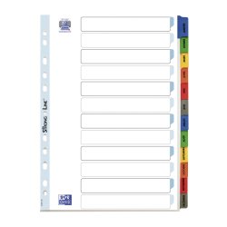 Intercalaire mensuel A4 Oxford carton 12 onglets multicolores - 1 jeu