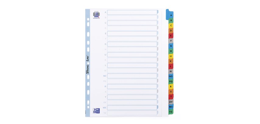 Dividers A4+ white bristol Elba 20 alphabetical tabs multicolored - 1 set