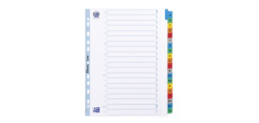 Intercalaire alphabétique A4+ Elba carton 20 onglets multicolores - 1 jeu