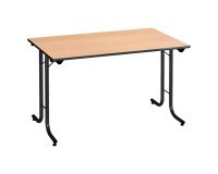 Mesa de reunión plegable rectangular clásica An 120 x Fon 70 cm haya patas negras