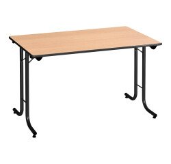 Mesa de reunión plegable rectangular clásica An 120 x Fon 70 cm haya patas negras