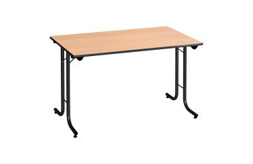 Mesa de reunión plegable rectangular clásica An 120 x Fon 70 cm haya patas negras