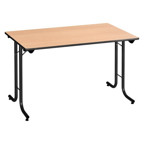 Mesa de reunión plegable rectangular clásica An 120 x Fon 70 cm haya patas negras