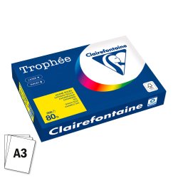 Papier A3 couleur 80 g Clairefontaine Trophée couleurs vives - Ramette de 500 feuilles