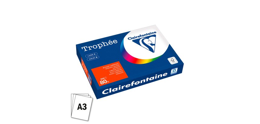 Riemen farbiges Papier Clairefontaine Trophée intensive Farben A3 80 g - 500 Blatt