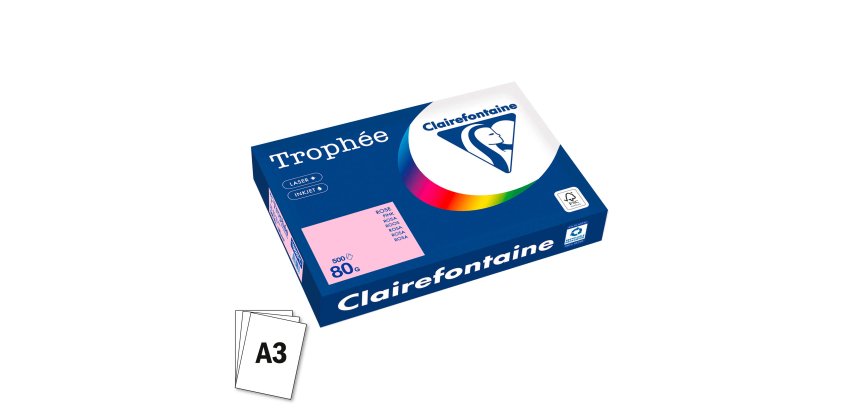 Clairefontaine Trophée, ream of 500 sheets, A3, 80 g, pastel colours