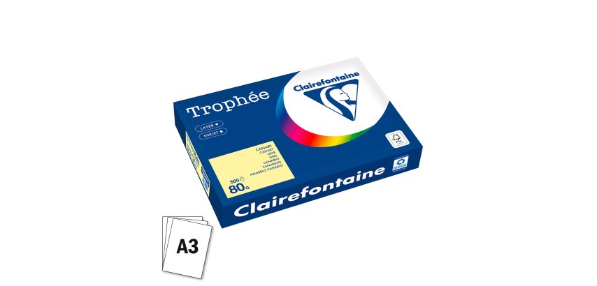 Ramette papier couleur Clairefontaine Trophée couleurs pastel A3 80 gr - 500 feuilles