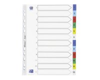 Set von farbigen Trennblättern, A4-Format, Elba 12 numerische Tabs