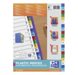 Set of alphabetical dividers, polypropylene, colour, A4, 20 divisions