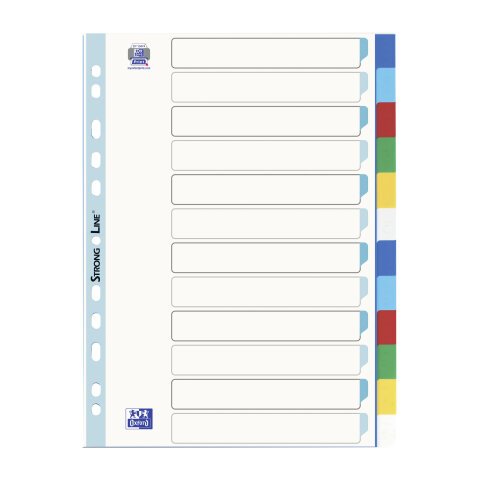 Intercalaire neutre A4 Oxford plastique 12 onglets multicolores - 1 jeu
