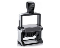 Trodat Metal Line 5480 sello fechador con texto personalizado bicolor 8 líneas + fecha