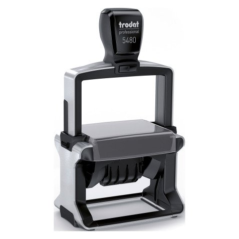 Tampon dateur personnalisable Trodat Metal Line 5480 bicolore - 8 lignes + date