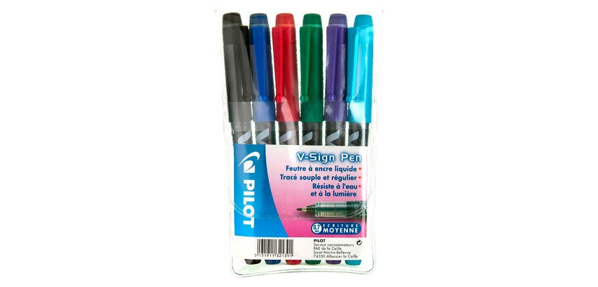 Etui 6 pilot V Sign Pen assortiment