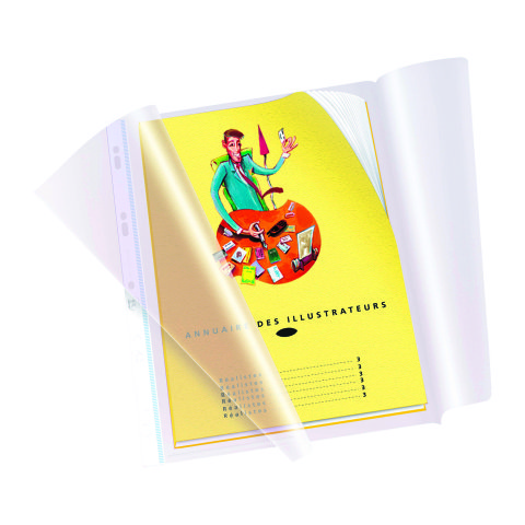 Fundas multitaladro con solapa lateral Oxford Fard Clirel A4 de PVC liso 18/100 - Caja de 10