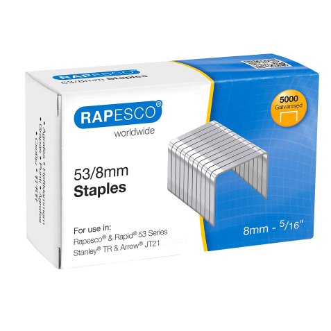 Nietjes Rapesco 53/8 gegalvaniseerd - Doos van 5000