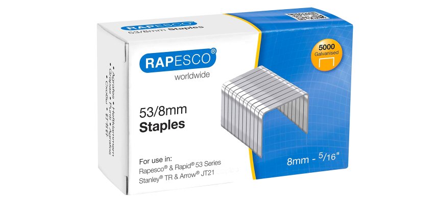 Agrafe Rapesco 53/8 galvanisée - Boîte de 5000