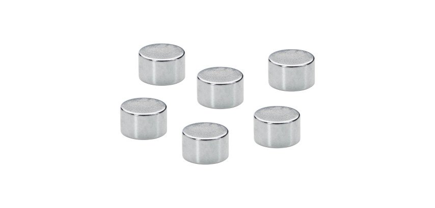 Packung mit 6 Magneten 10 mm silberfarbig