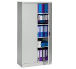 Armoire portes battantes H 180 cm corps gris portes grises