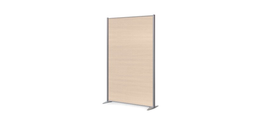 Solid partition B-Zen - Antibacterial wood - with fixed aluminum-colored feet
