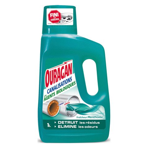 Entretien canalisations Ouragan biologique menthol – Flacon de 1 L