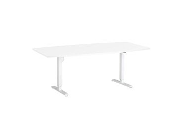 Mesa de reunión ergonómica eléctrica regulable 200 x 100 cm Ergosup patas blancas