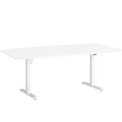 Table de réunion assis-debout Ergosup blanc pieds blanc