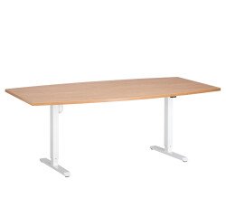 Mesa de reunión ergonómica eléctrica regulable 200 x 100 cm Ergosup patas blancas