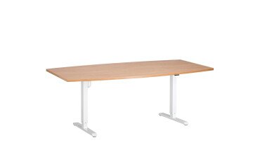 Mesa de reunión ergonómica eléctrica regulable 200 x 100 cm Ergosup patas blancas