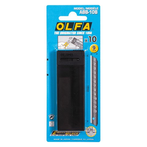 Hojas de cutter negra Olfa ABB-10B - Estuche de 10