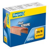 Staples Rapid Strong 24/6 Red Stripe copper-coated - box of 2000