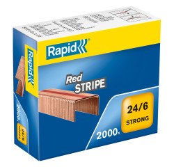 Staples Rapid Strong 24/6 Red Stripe copper-coated - box of 2000