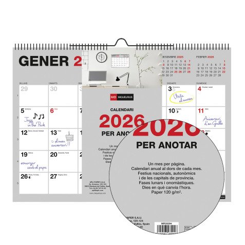 Calendario de Pared A4 Catalán Miquelrius
