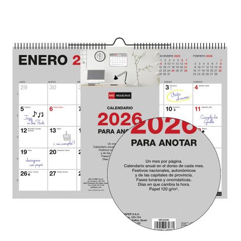 Calendario de Pared A4 Castellano Miquelrius