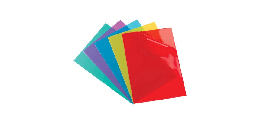 Chemises coin plastique Oxford A4 PVC 15/100e couleurs assorties - Paquet de 100