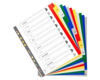 Intercalaire A4+ polypropylène couluer Exacompta 12 onglets mensuels multicolores - 1 jeu