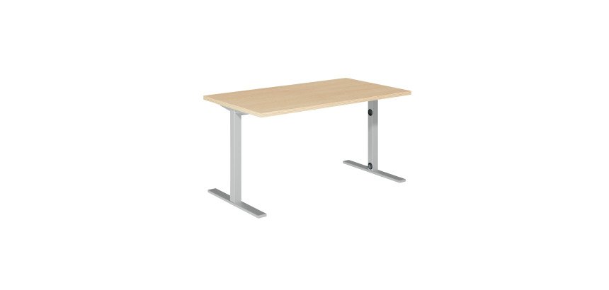 Bureau droit Idéa L 140 cm pieds métal finition aluminium