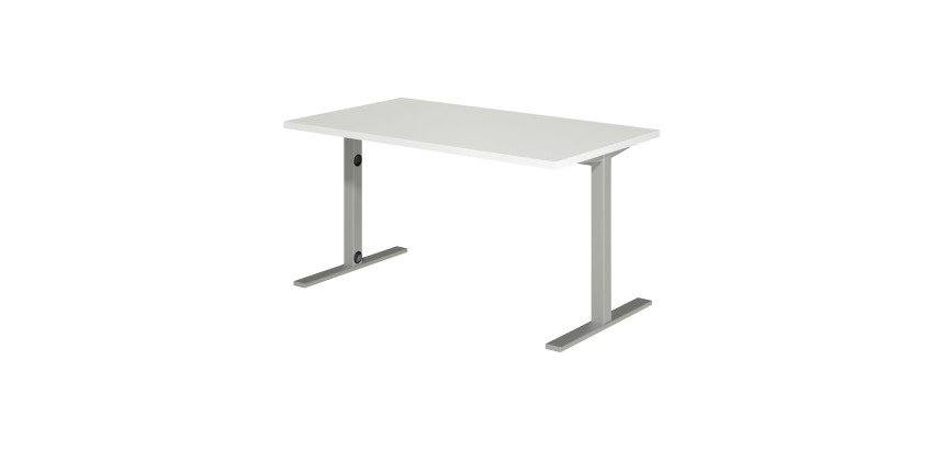Bureau droit Idéa L 140 cm pieds métal finition aluminium