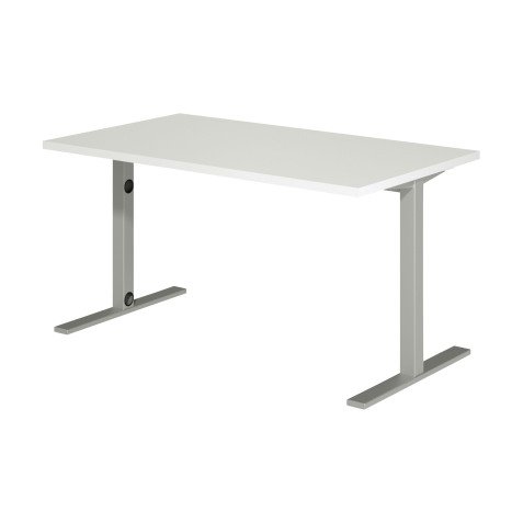 Bureau droit Idéa L 140 cm pieds métal finition aluminium