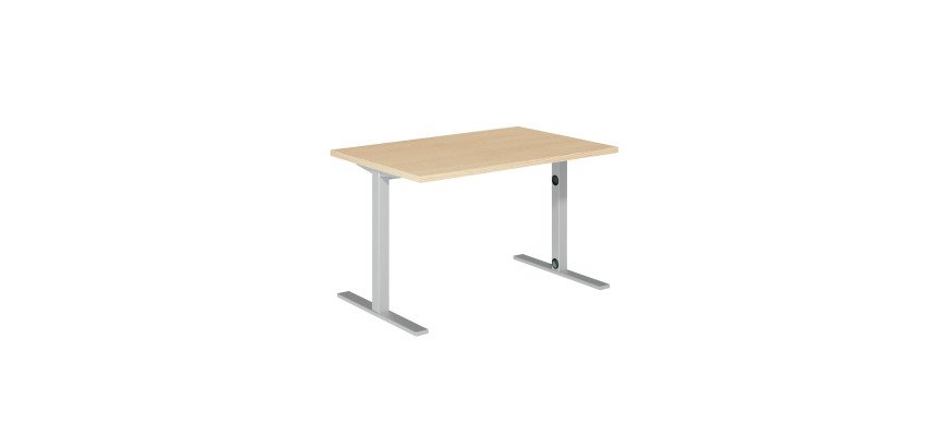 Bureau droit Idéa L 120 cm pieds métal finition aluminium