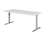 Bureau droit Idéa L 180 cm pieds métal finition aluminium