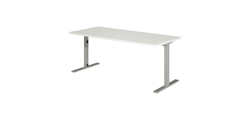 Bureau droit Idéa L 180 cm pieds métal finition aluminium