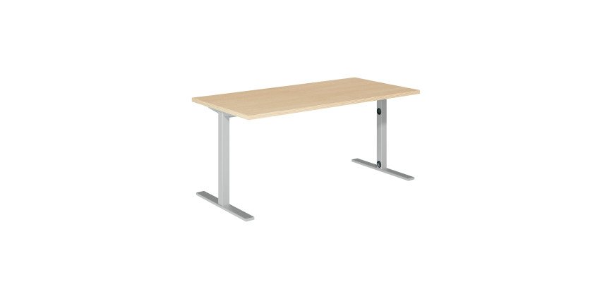 Bureau droit Idéa L 160 cm pieds métal finition aluminium