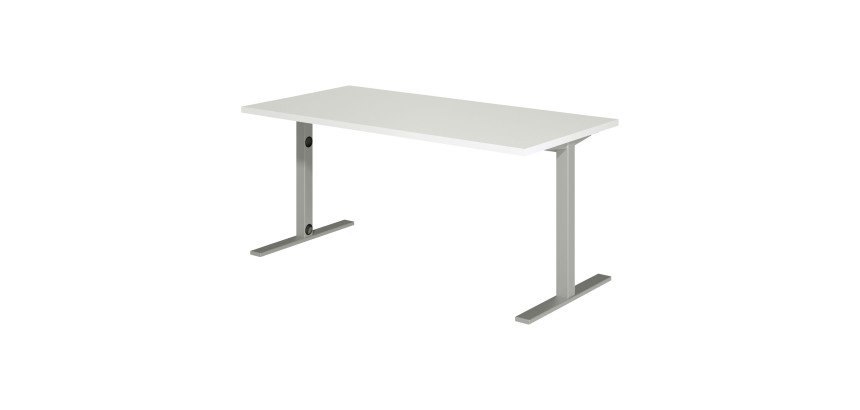 Bureau droit Idéa L 160 cm pieds métal finition aluminium