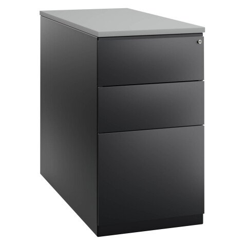 Caisson hauteur bureau métal gris anthracite P 80 cm Bruneau Excellens avec dessus bois