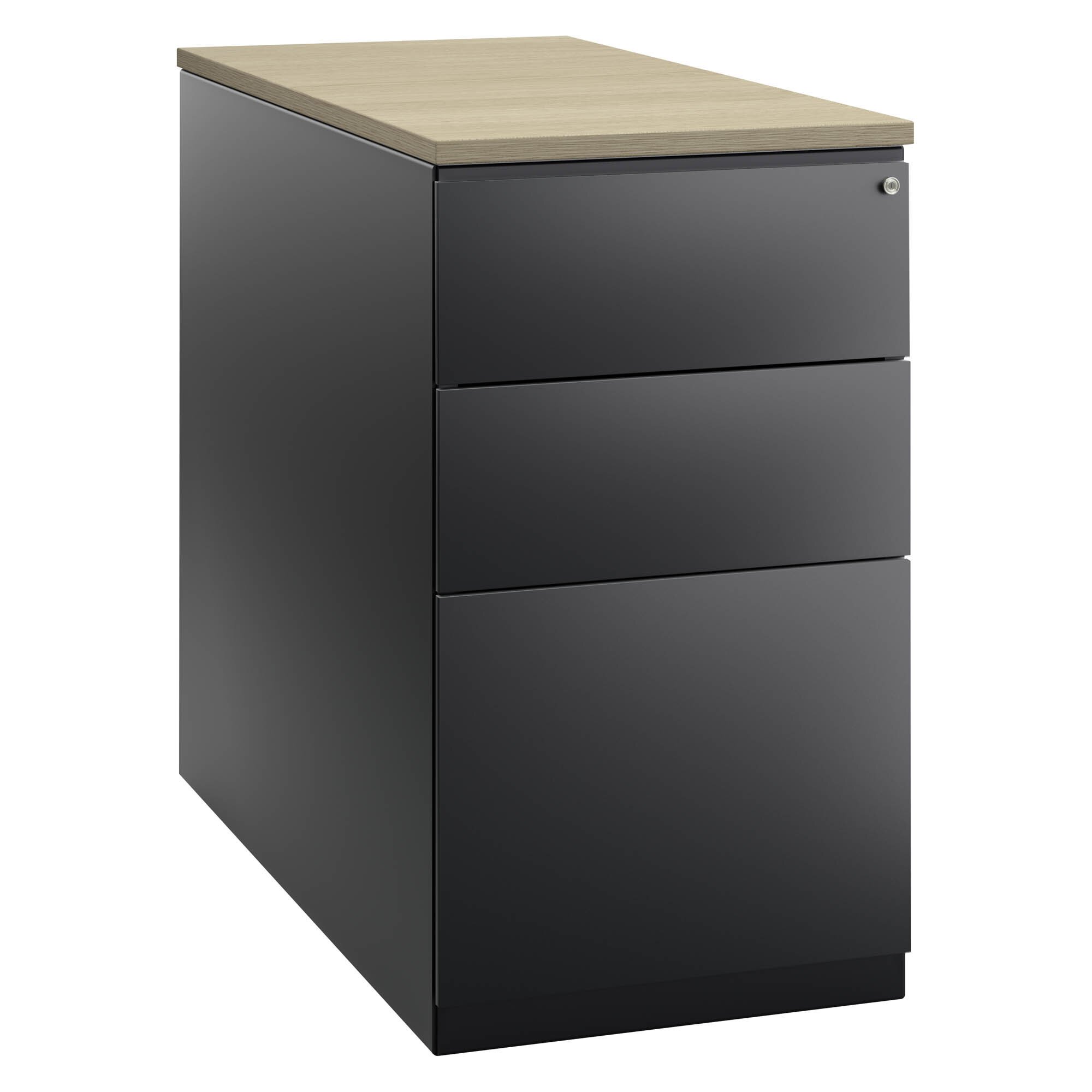 Caisson hauteur bureau métal hb P 80 cm Bruneau Excellens avec dessus bois chêne clair