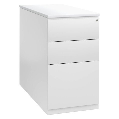 Caisson hauteur bureau métal blanc P 80 cm Bruneau Excellens avec dessus bois