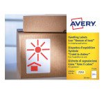 Etiquetas en rollo para envíos preimpresas con el icono "manterner lejos del calor" 74 x 100 mm